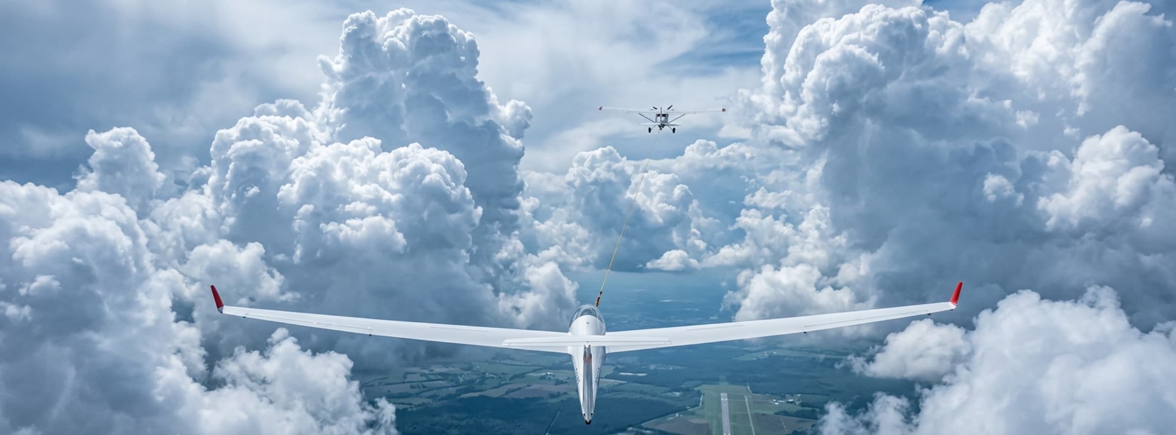 The view gliding high above the clouds