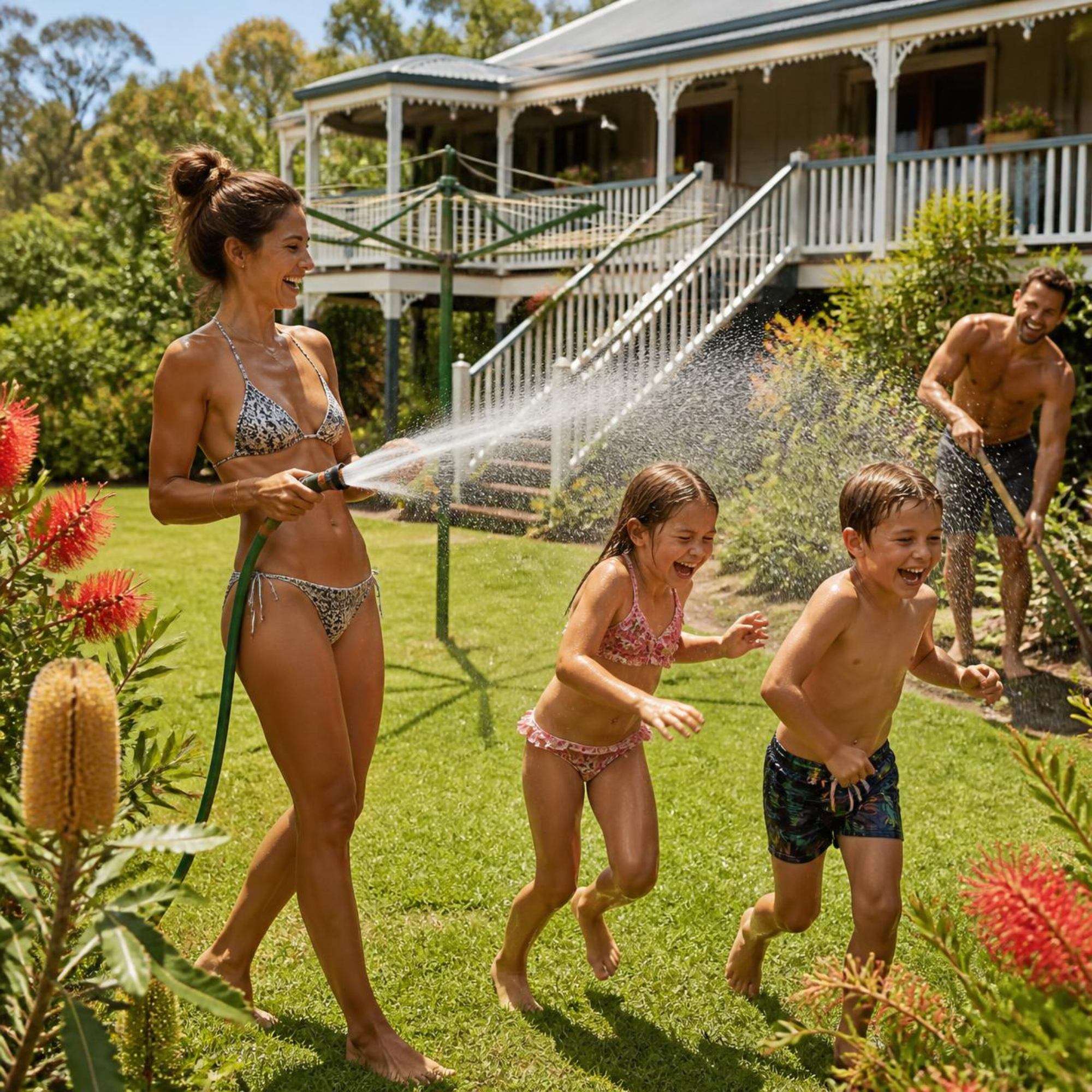 A hot day in a family garden