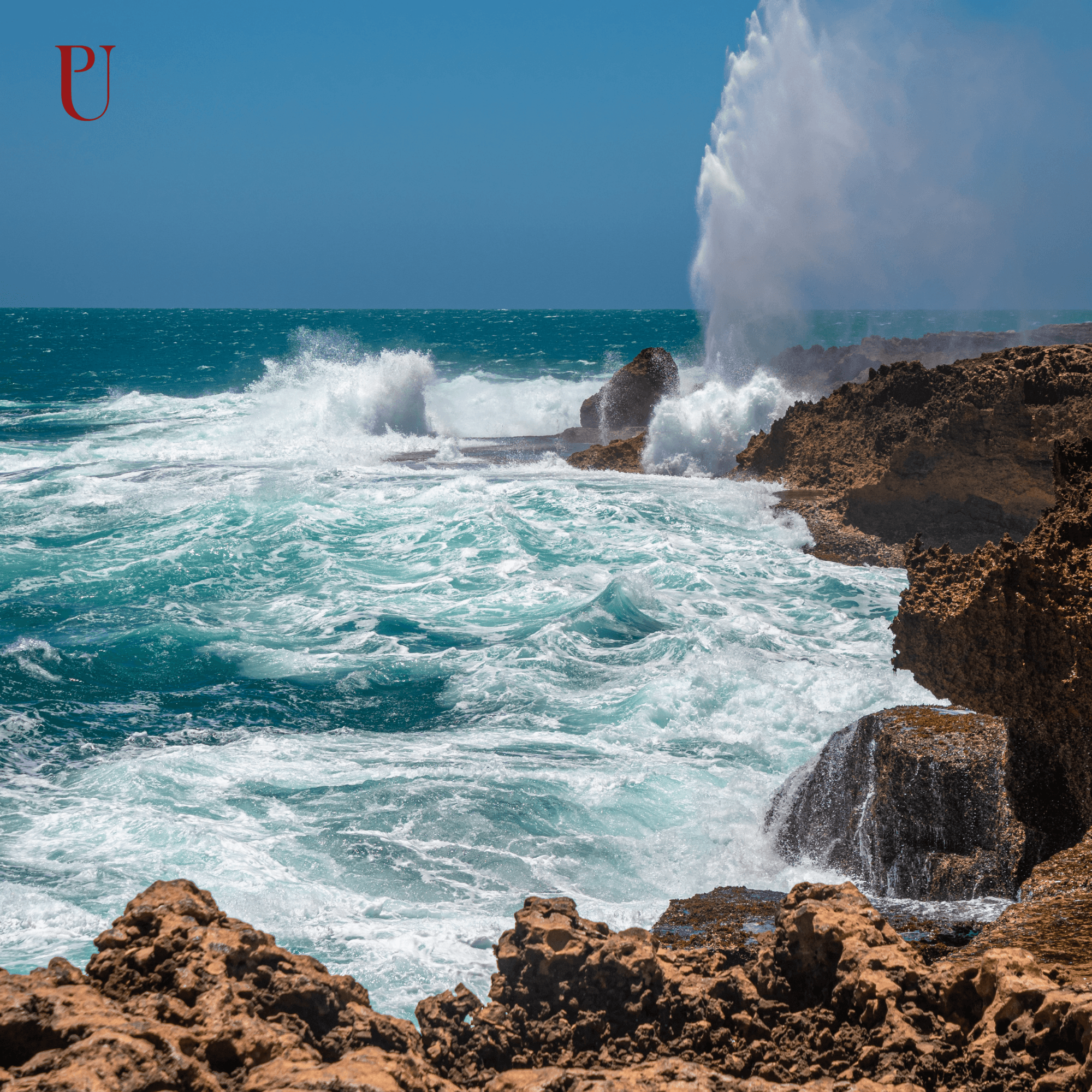Cold waves breaking against rock